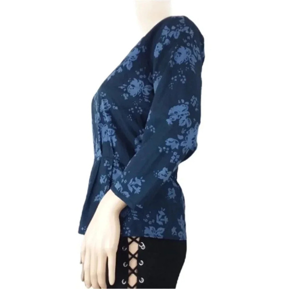 Gap Blue Floral Peplum Blouse Top - Picture 3 of 5